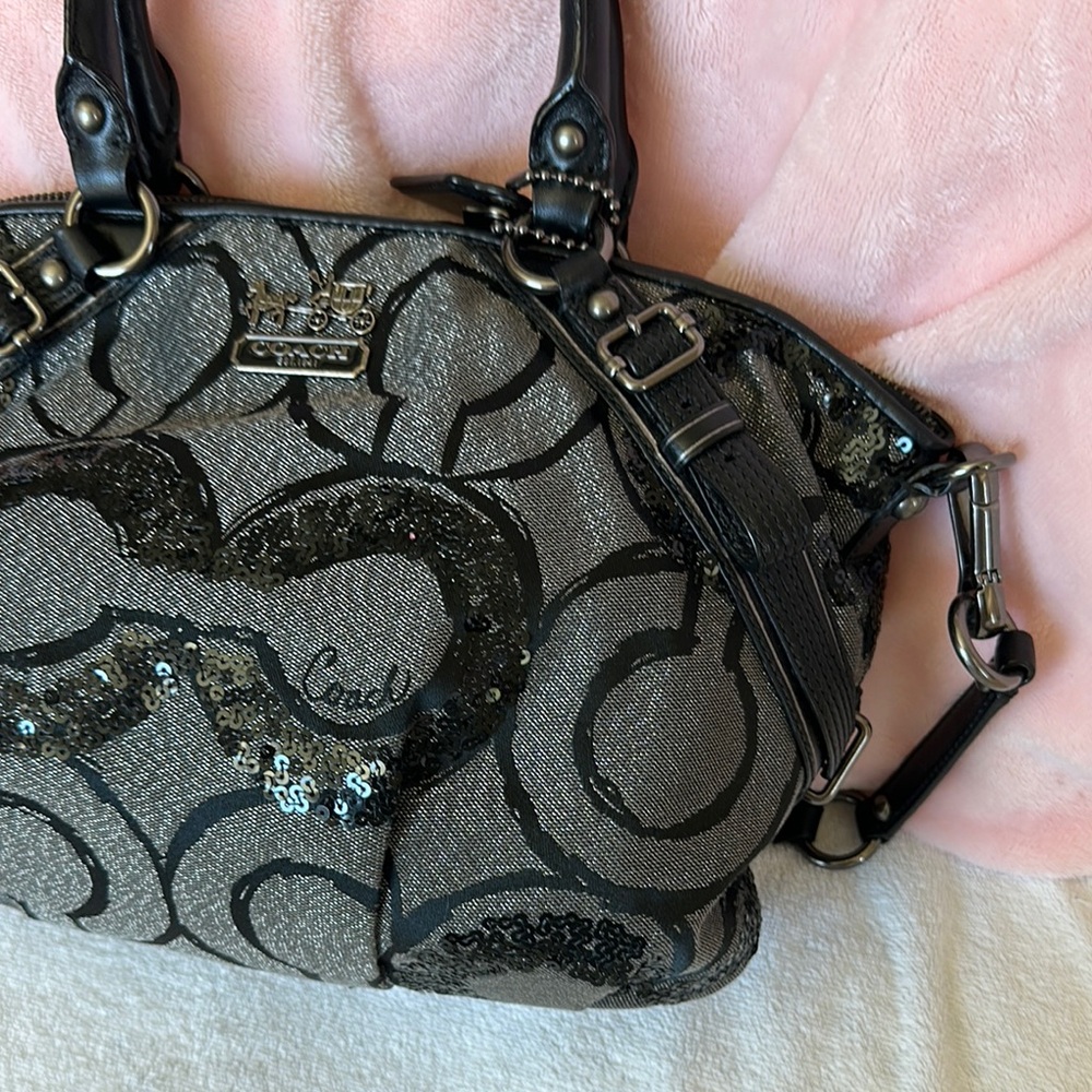 Coach Madison Sequin Op Art Sophia Satchel handbag - Picture 4 of 13